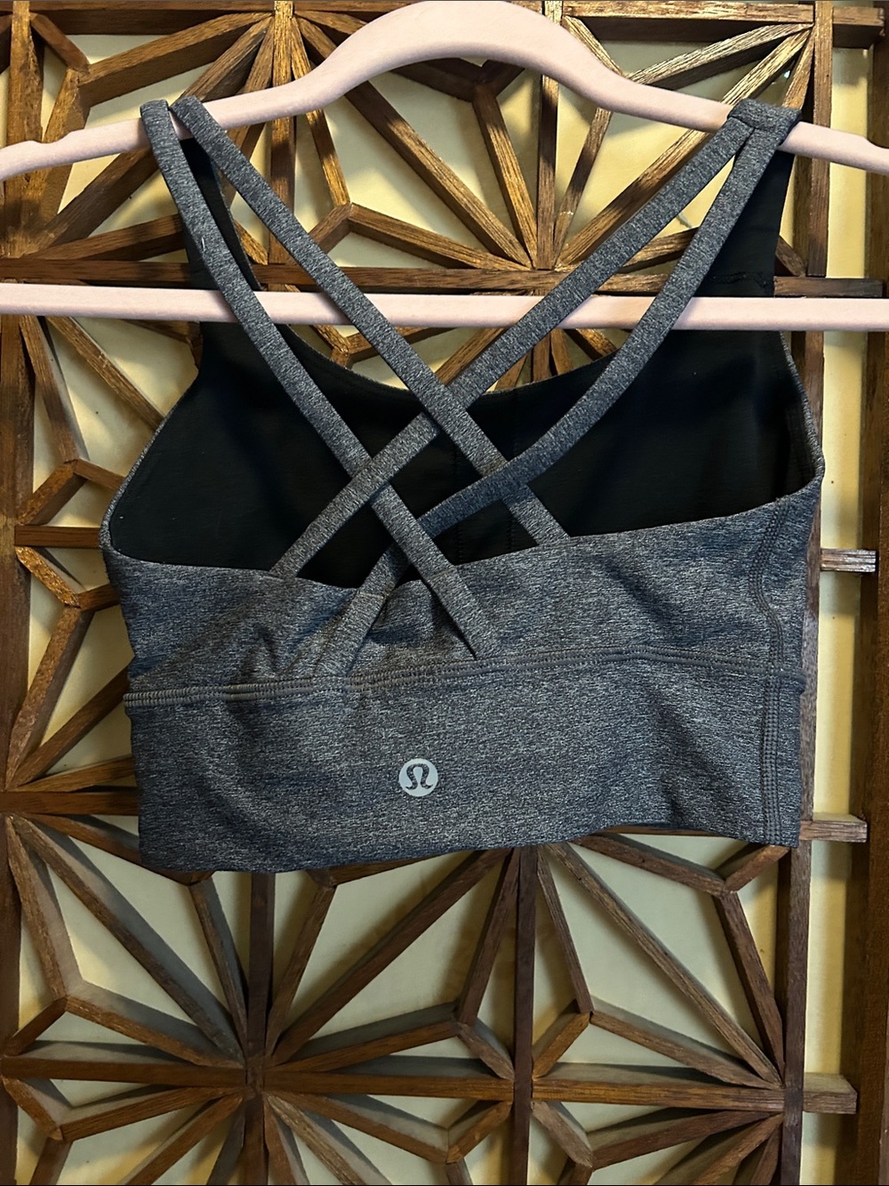 lululemon athletica Heathered Charcoal Grey Strappy Sports Bra Size 2